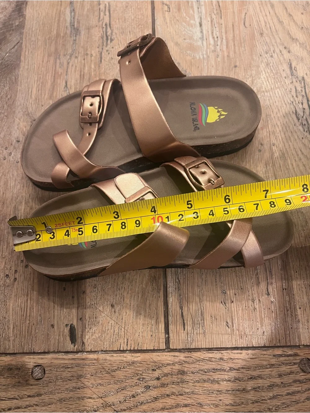 Aloha Island Children’s Strappy Buckle Sandals Rose Gold Adjustable US 4/5
